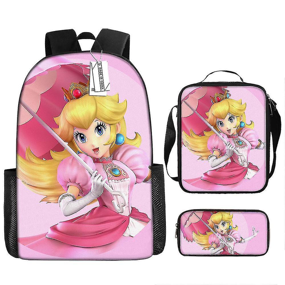 Super Mario Princess School Bag Peach Princess Peripheral Student Backpack Cartoon Shoulder Bag Mario Backpack WHBYV