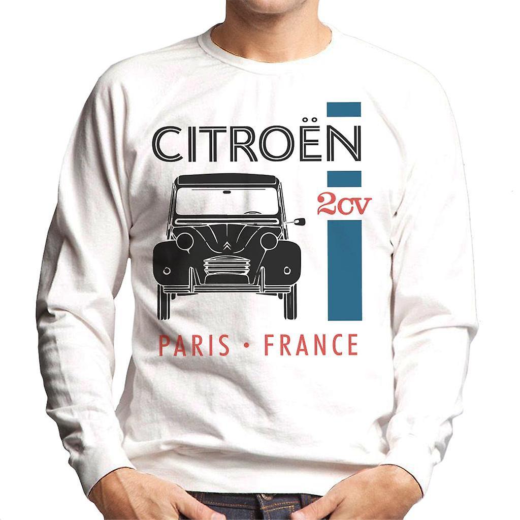 Citro�n Citroen Black 2CV Paris France Single Stripe Men's Sweatshirt White XX-Large