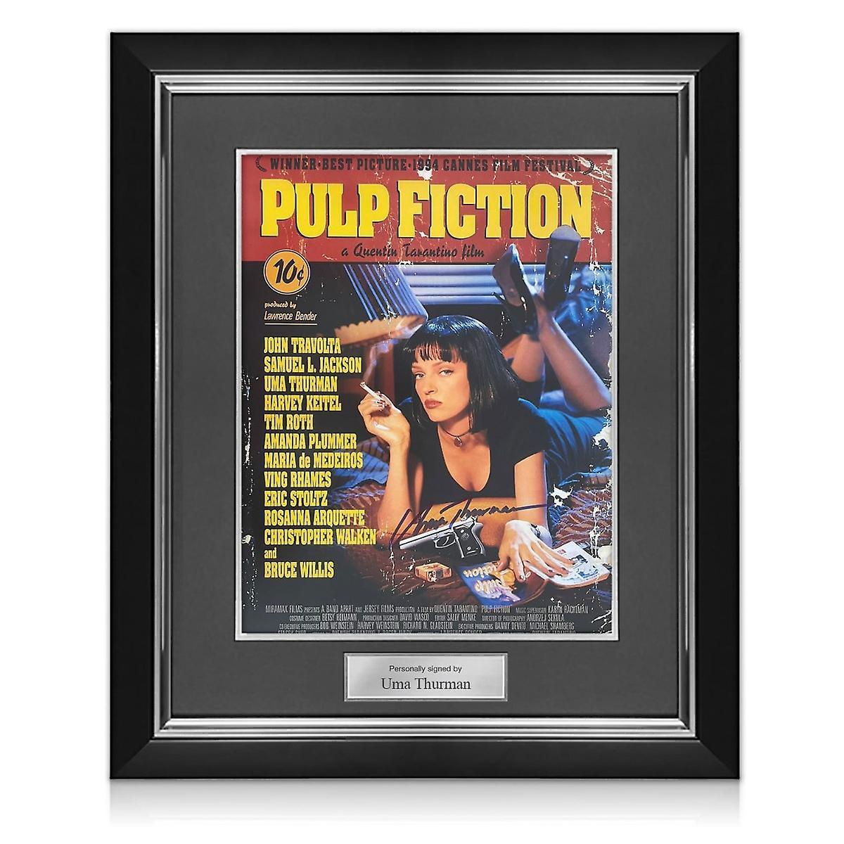 Exclusive Memorabilia Uma Thurman Signed Pulp Fiction Poster. Deluxe Frame