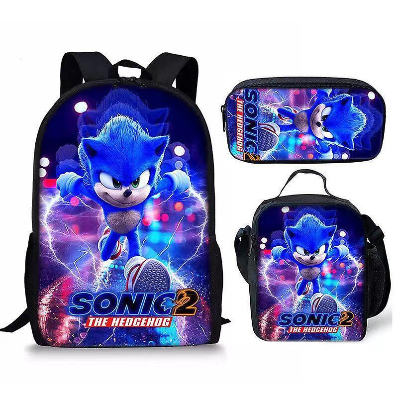 Jxlgv SONIC Sonic Schoolbag Three-Piece Set - Anime Cartoon Backpack, Shoulder Bag, and Pencil Case | Vibrant and Durable Set for Sonic FansJXLGV 2...