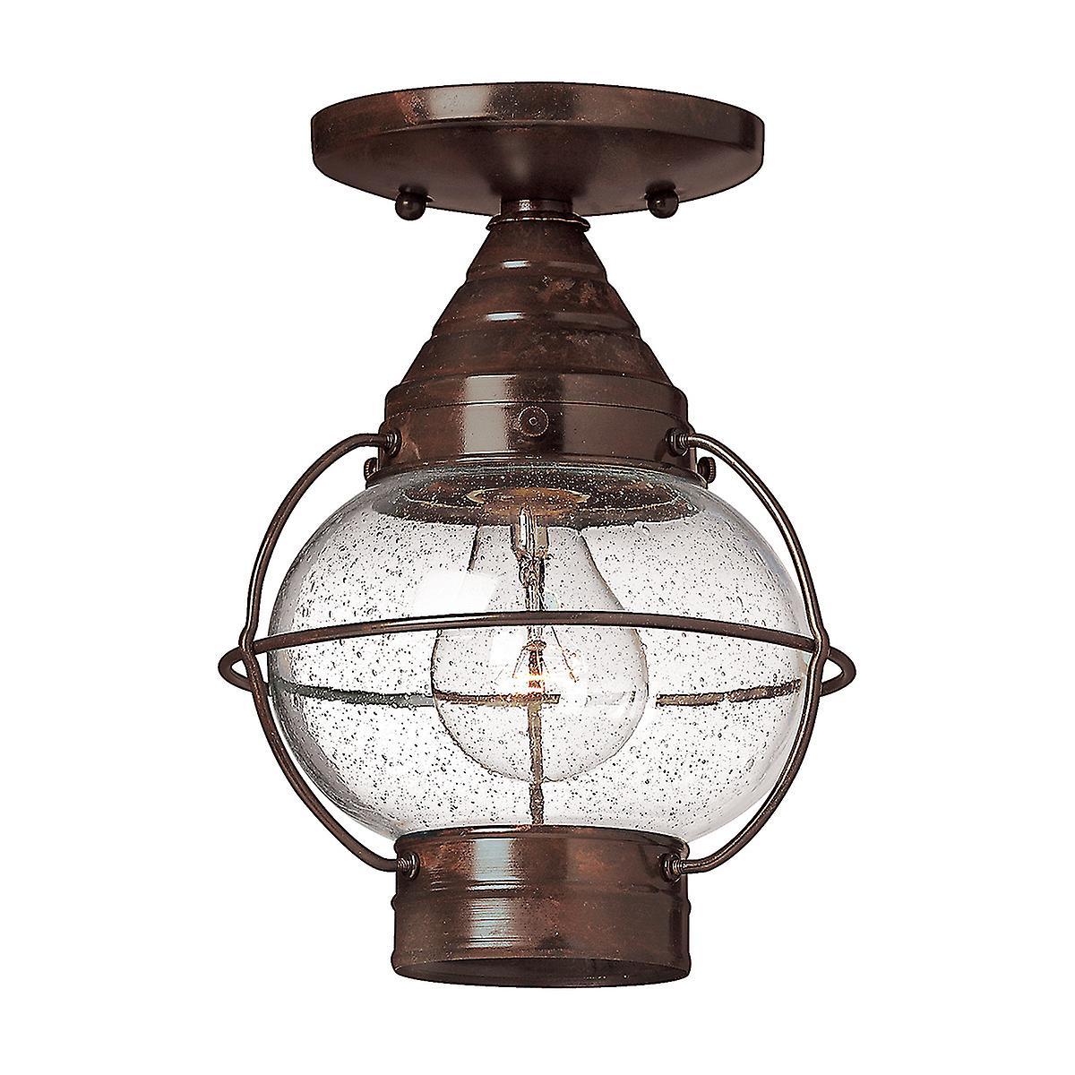 Cape Cod 1 Light Outdoor Flush Ceiling Lantern Sienna Bronze E27