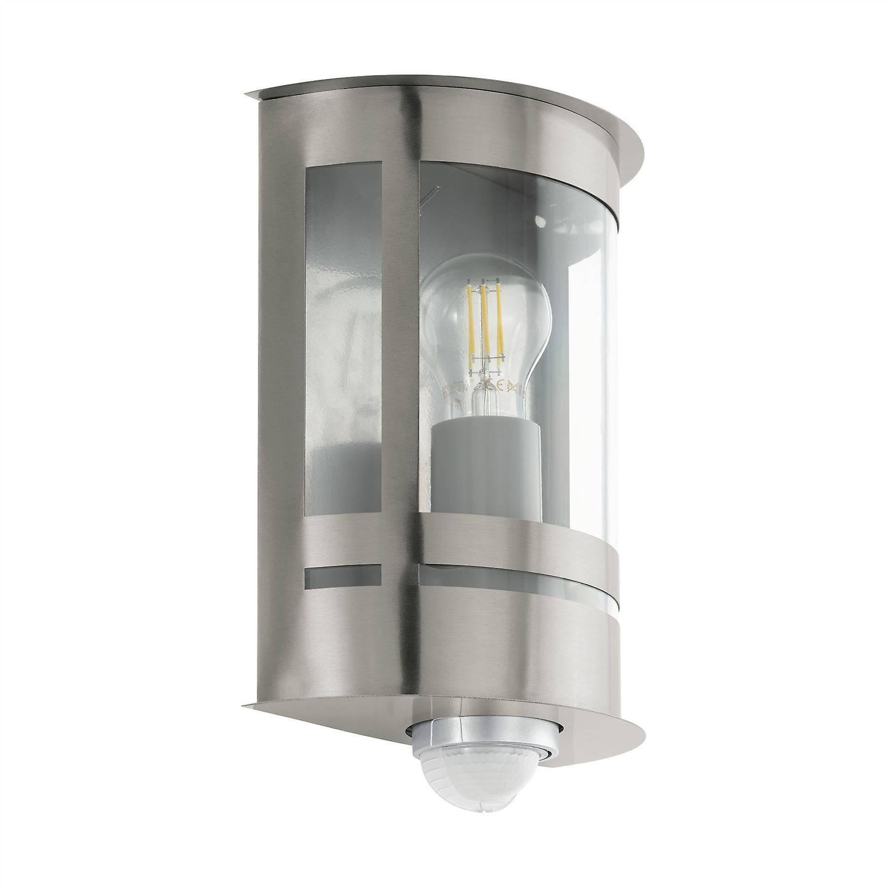 Eglo Lighting Tribano 1 Light Outdoor Flush Wall Lantern with PIR Motion + Dawn / Dusk Sensor Stainless Steel IP44, E27