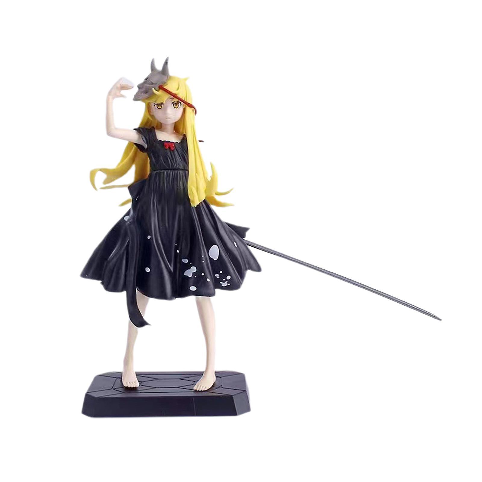 Somerway Oshino Shinobu Figure Wear Ghost Face Cover Solid Model Miniature Figurine Desktop Ornament PVC Monogatari Anime Action Hobby Black