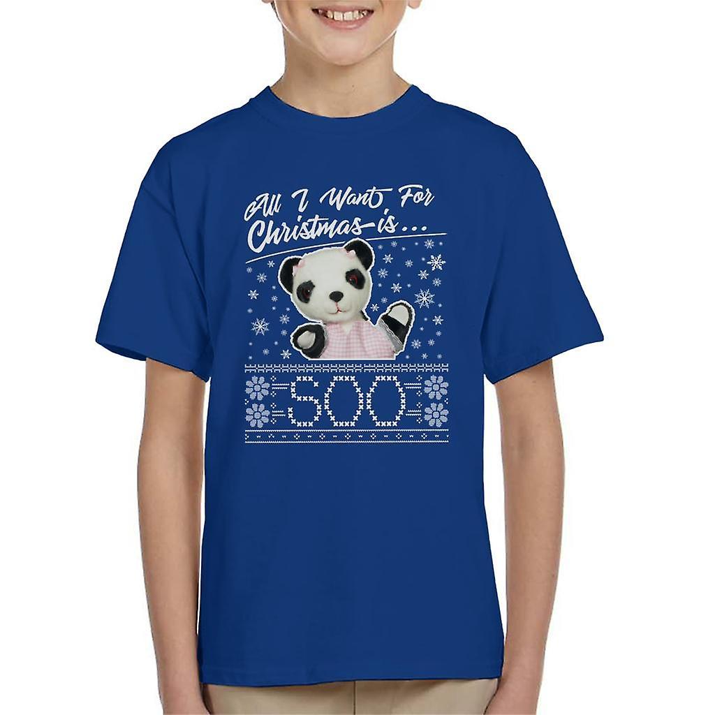 Sooty Christmas All I Want For Christmas Is Soo Kid's T-Shirt Royal Blue Small (5-6 yrs)