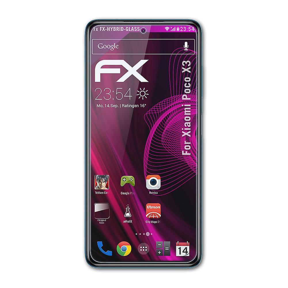 atFoliX armored film compatible with Xiaomi Poco X3 glass foil 9H protective armor 03 FX HYBRID GLASS