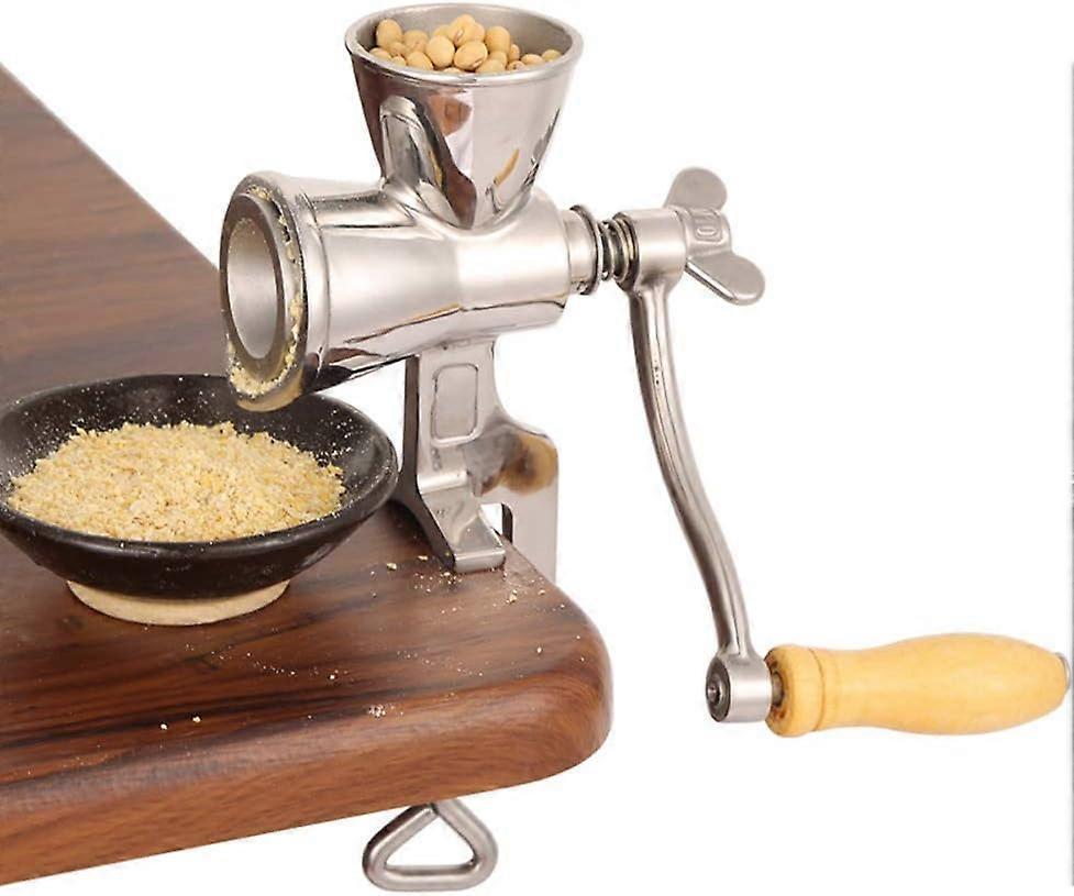 Elrachen Manual Grain Grinder, Table Clip Design Grain Corn Grinder with Wooden Handle, Household Kitchen Tools Stainless Steel Coffee Grinder for ...