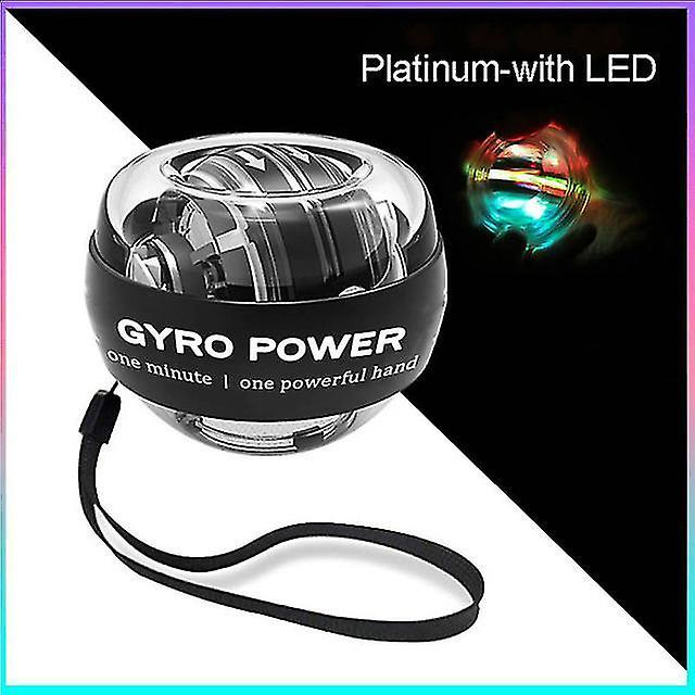 Htclv Led Wrist Power Hand Ball Self-starting Powerball With Counter Arm Muscle Force Trainer Exercise Equipment Strengthener Black