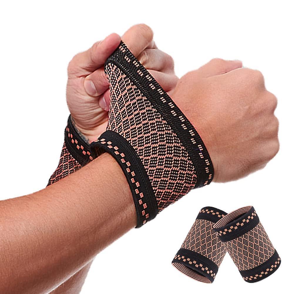 Frusde 2pcs Copper Wrist Compression Brace, Elastic Wrist Support Sleeve Wrist Braces For Tendonitis, Arthritis Pain Relief M