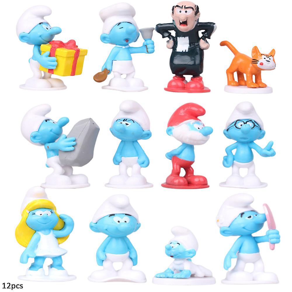 Sevenday 12pcs/set Smurfs Figure Toys Collectible Model Mini Figures Set Cake Topper Decoration Party Favor Supplies Gifts