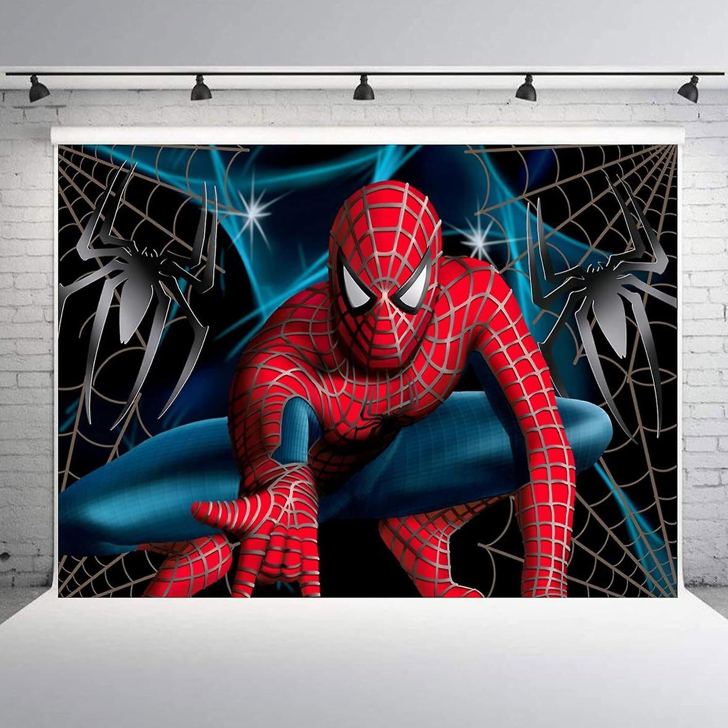 Heyone 7x5ft Superhero Spiderman Photography Vinyl Photo Background For Kids Birthday Party Backdrops Decoration