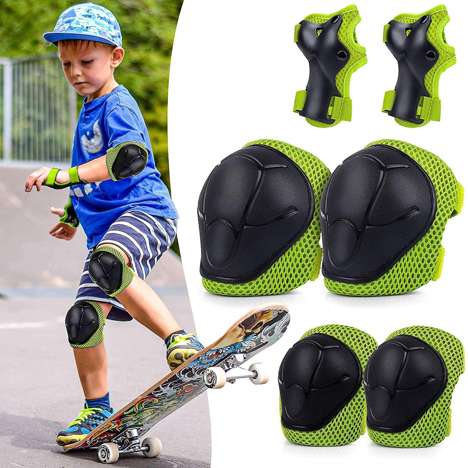 Kakanwo 6 In 1 Protective Gear Knee Pads Set For Kids Knee And Elbow Pads Green Free Size