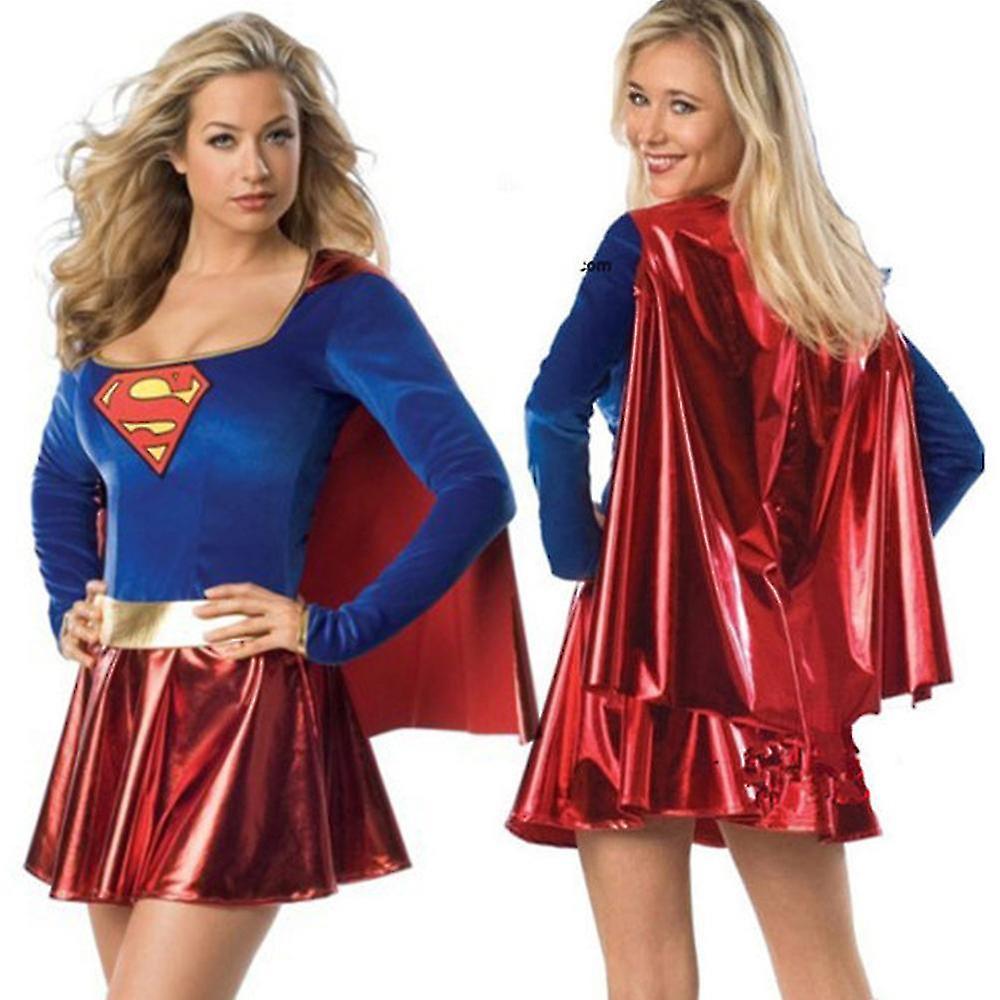 Shznv Women's Supergirl Tv Show Cosplay Costume Dress Halloween Roleplay Party Fancy Dress Up Outfit M