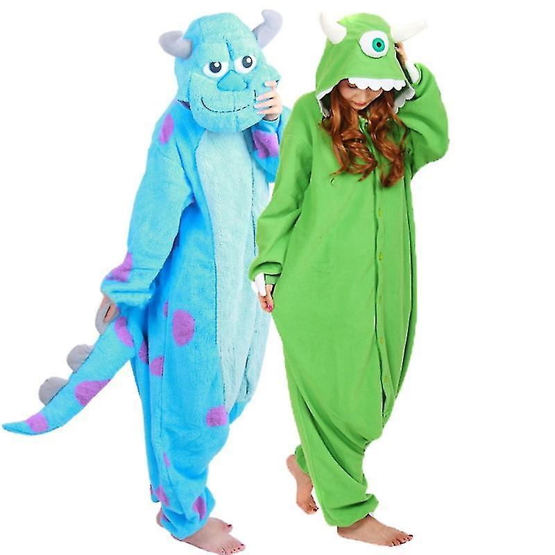 Zhouxixi Adult Halloween Onesie Cartoon Monsters Pajamas For Women Men Animal Kigurumi Pyjamas Homewear Cosplay Party Costume XL Blue