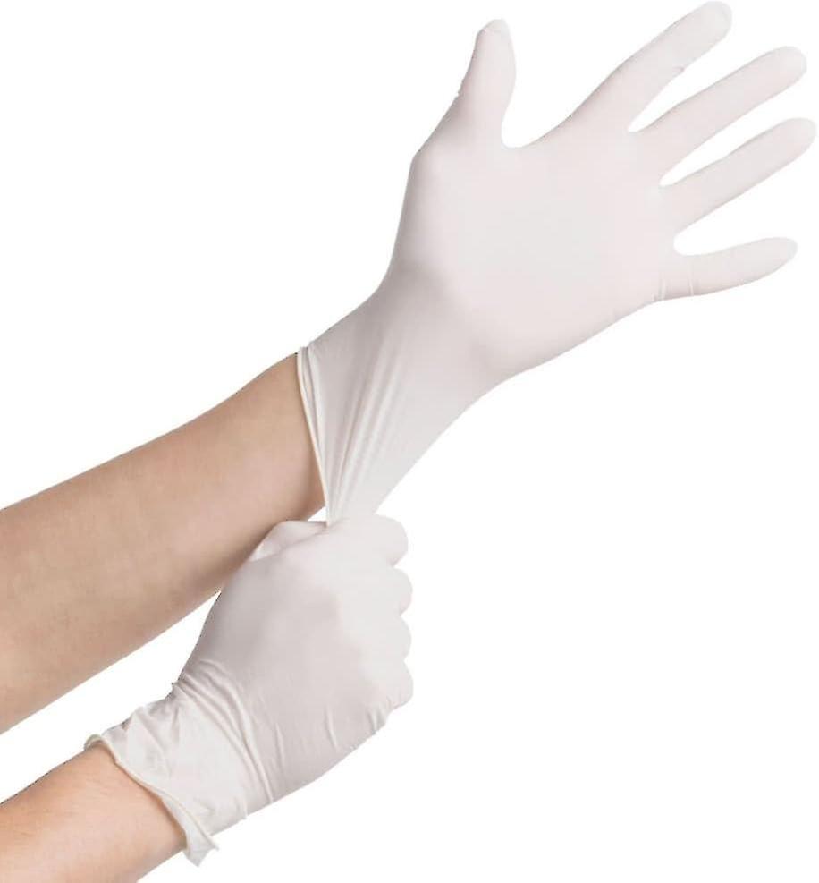 100 X Extra Large Xl Size - Vinyl Disposable Gloves, Non-powdered Powder Free Multi-purpose - Clear/white - Latex Free - By - Jxlgv