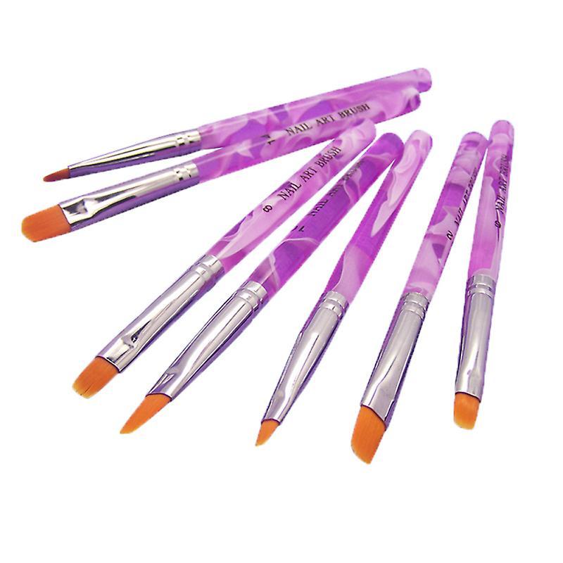 fulaide 7Pcs/Set Assorted Acrylic UV Gel Nail False Tips Builder Brush Pen Manicure Tool