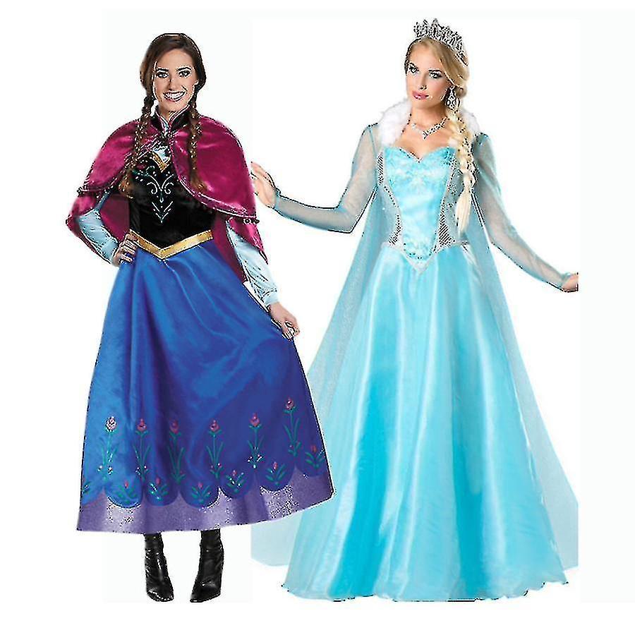 Adult Princess Anna Elsa Costume Christmas Cos Fancy Dress Outfit - ACGIV M