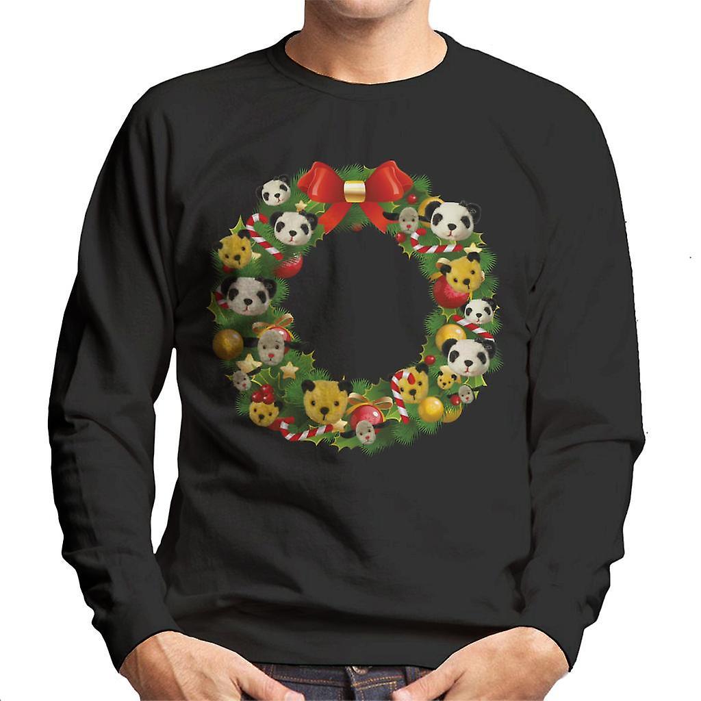 Sooty Christmas Wreath Men's Sweatshirt Black XX-Large