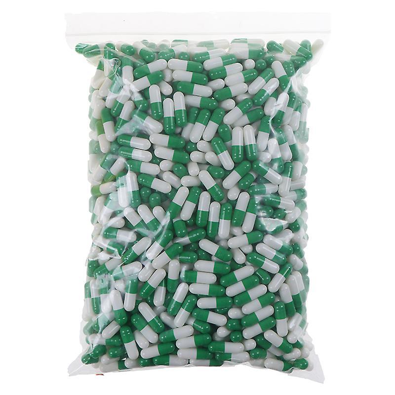 Unbrand 1000pcs Empty Hard Vacant Gelatin Capsule Size 0# Gel Medicine Pill Vitamin Green White