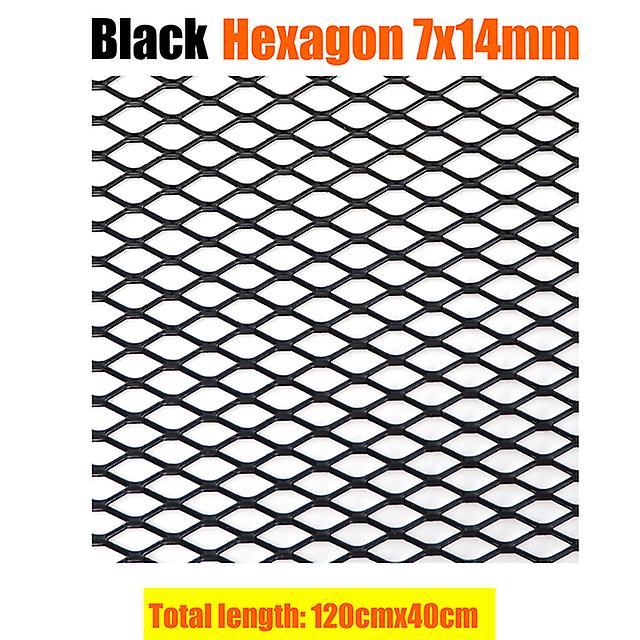 Auto Parts 120cm X 40cm Aluminium Racing Car Truck Bumper Grille Grill Mesh Net Vent Black Silver Tuning Universal Black Hexagon 7x14mm