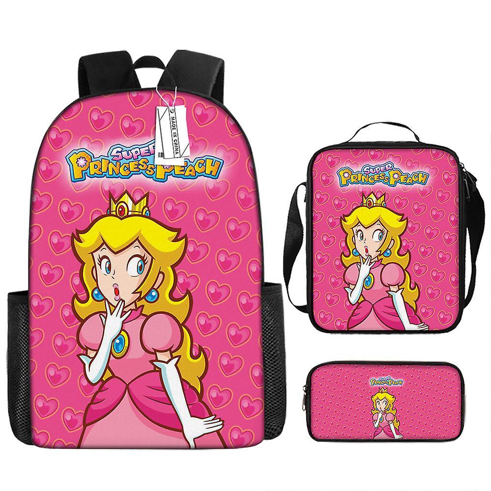 Sszfv Super Mario Princess School Bag Peach Princess Peripheral Student Backpack Cartoon Shoulder Bag Mario Backpack