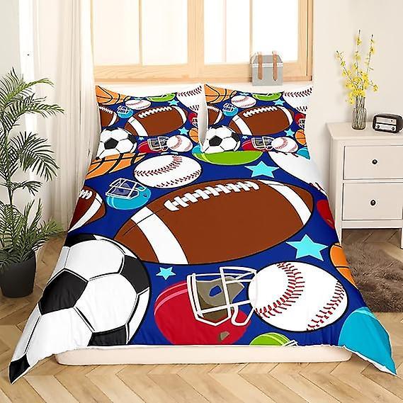 Duvet Cover Sets Kids Sports Duvet Cover Football Basketball Tennis Baseball Bedding Boys Teens Sports Comforter Cover 180x210cm