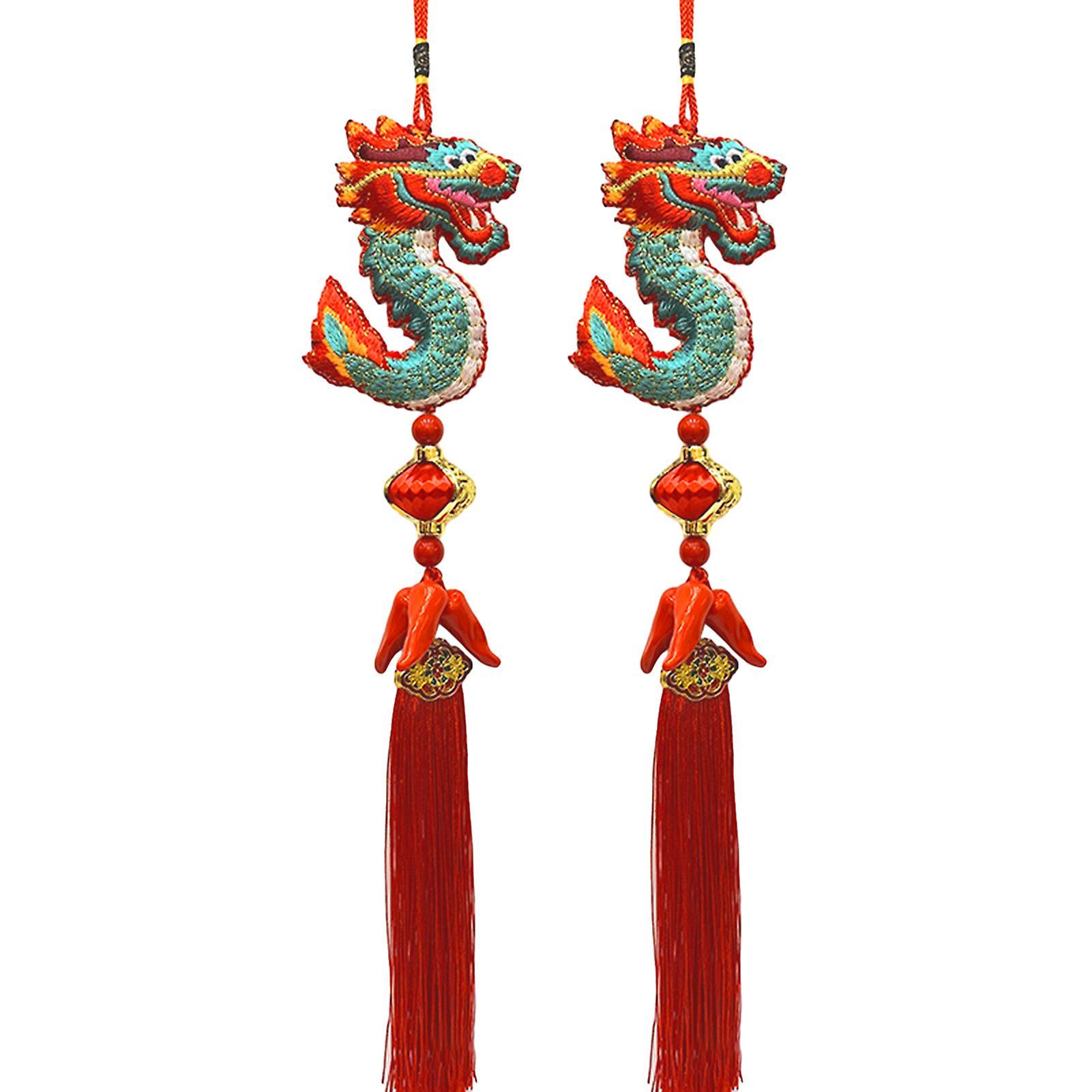 Sinknap 2pcs Chinese Dragon Hanging Decoration With Tassels 2024 Year Of The Dragon Spring Festival New Year 3d Handmade Dragon Hanging Ornament