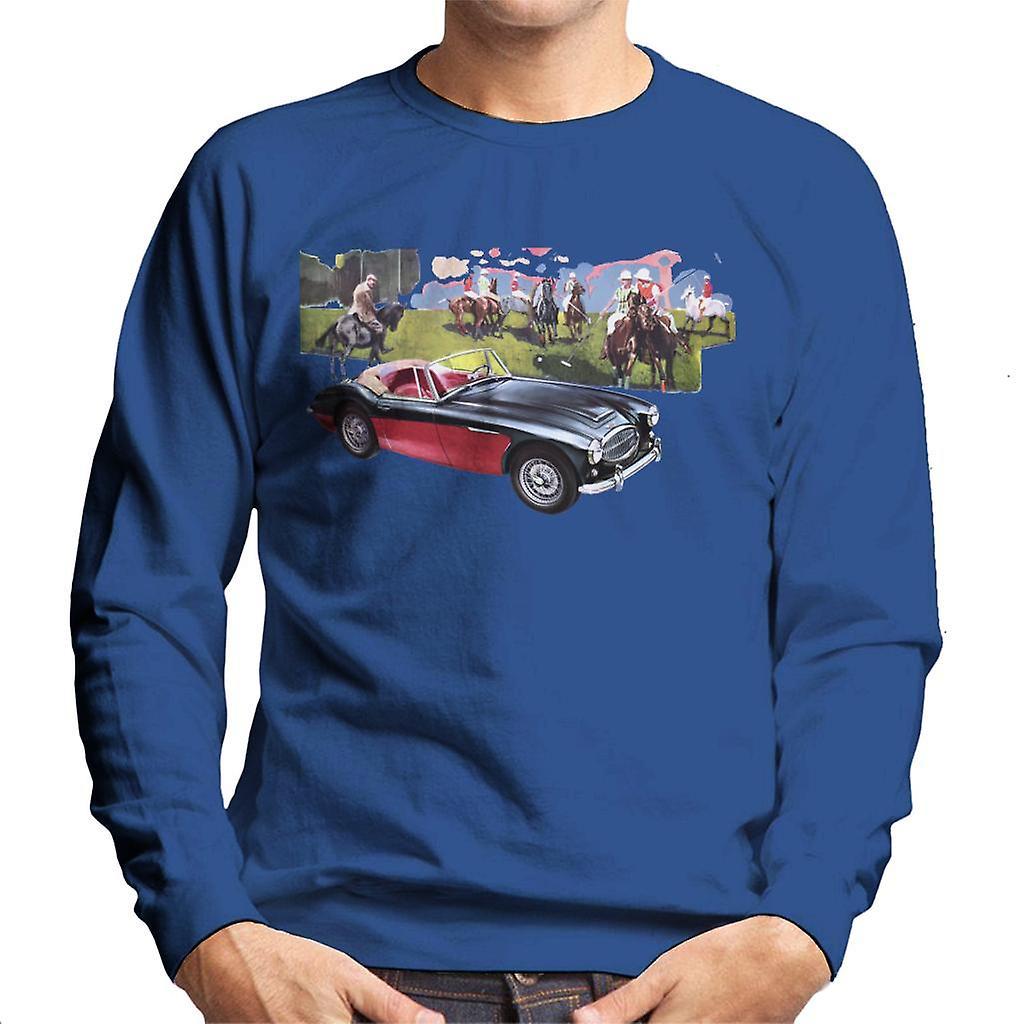 Austin Healey Background Of Sport Horses British Motor Heritage Men's Sweatshirt Royal Blue XX-Large