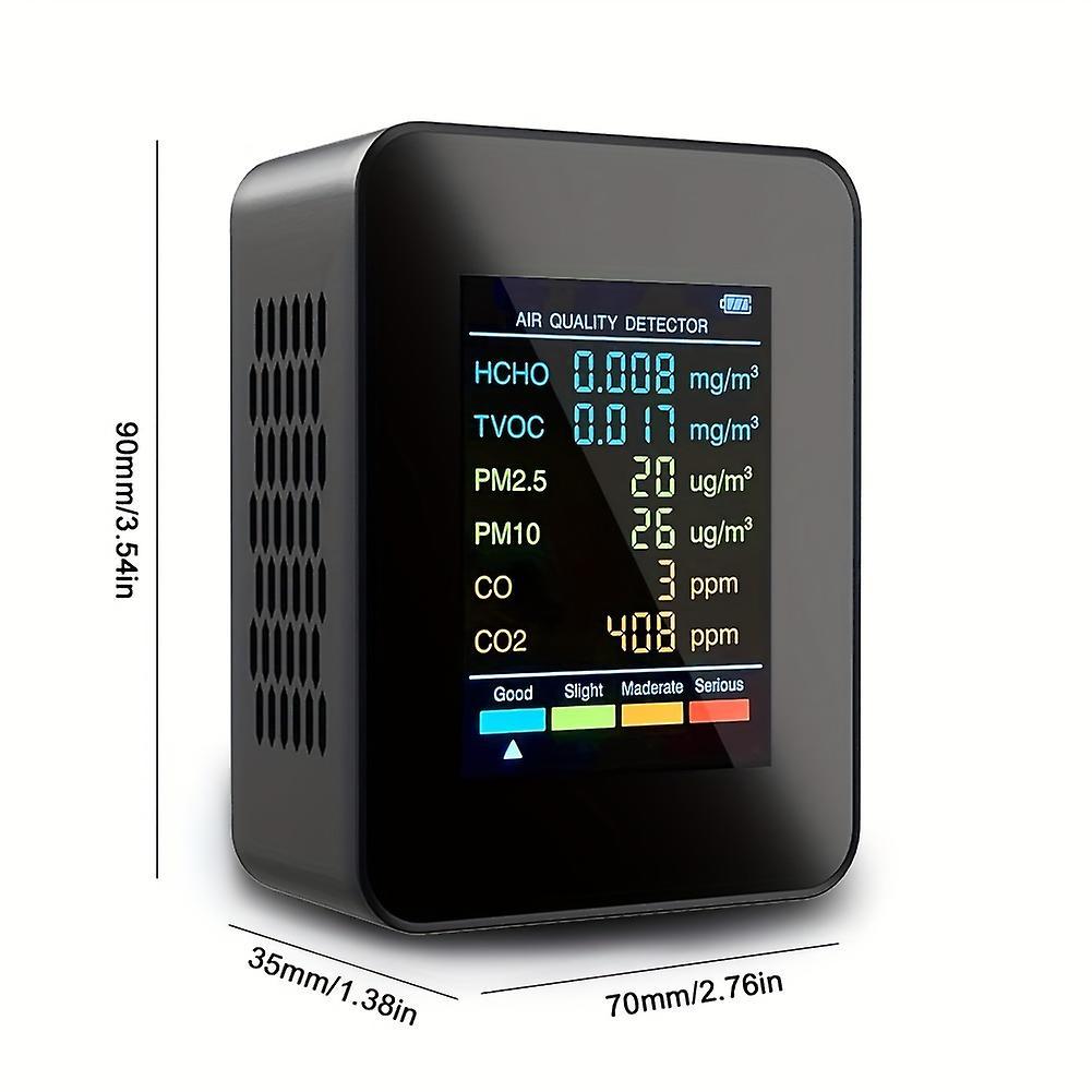 Gas Detectors New models Multifunctional 6 In 1 Air Quality Detector PM2.5 PM10 HCHO TVOC CO CO2 Formaldehyde Monitor Large Display Home Air Qualit...