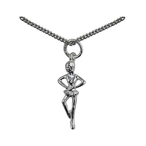 British Jewellery Workshops Silver 22x10mm Ballet Dancer Pendant with a curb Chain 22 inches