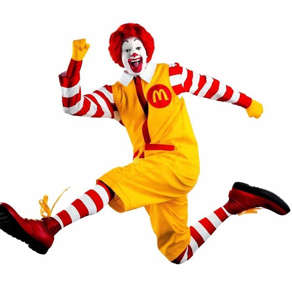 Manchalk Ronald Mcdonald The Clown Red & Yellow Fancy Dress Adults Costumes Mens Funny Halloween Christmas Carnival Party Cosplay Outfits red/yellow M