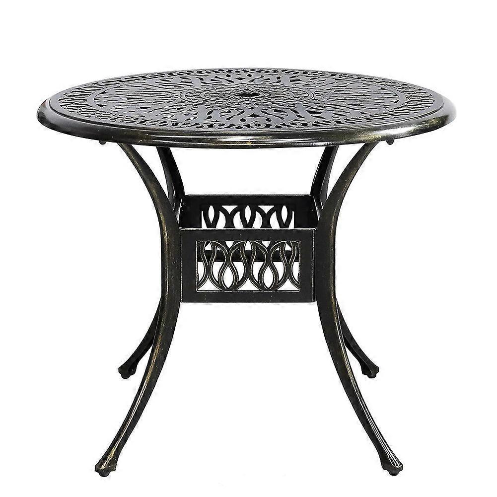 Living And Home Vintage Round Cast Aluminum Garden Bistro Table - Black