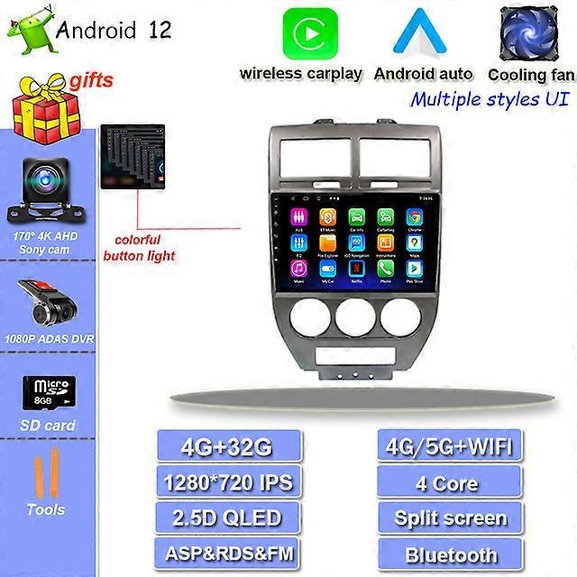 Loerss Android for Carplay For Jeep Compass 1 MK Patriot 2006 - 2010 Car Radio Multimedia Video Player Navigation GPS 4-32-Song-dual lens