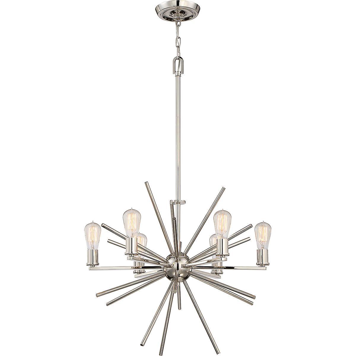 Carnegie 6 Light Chandelier Silver Finish E27