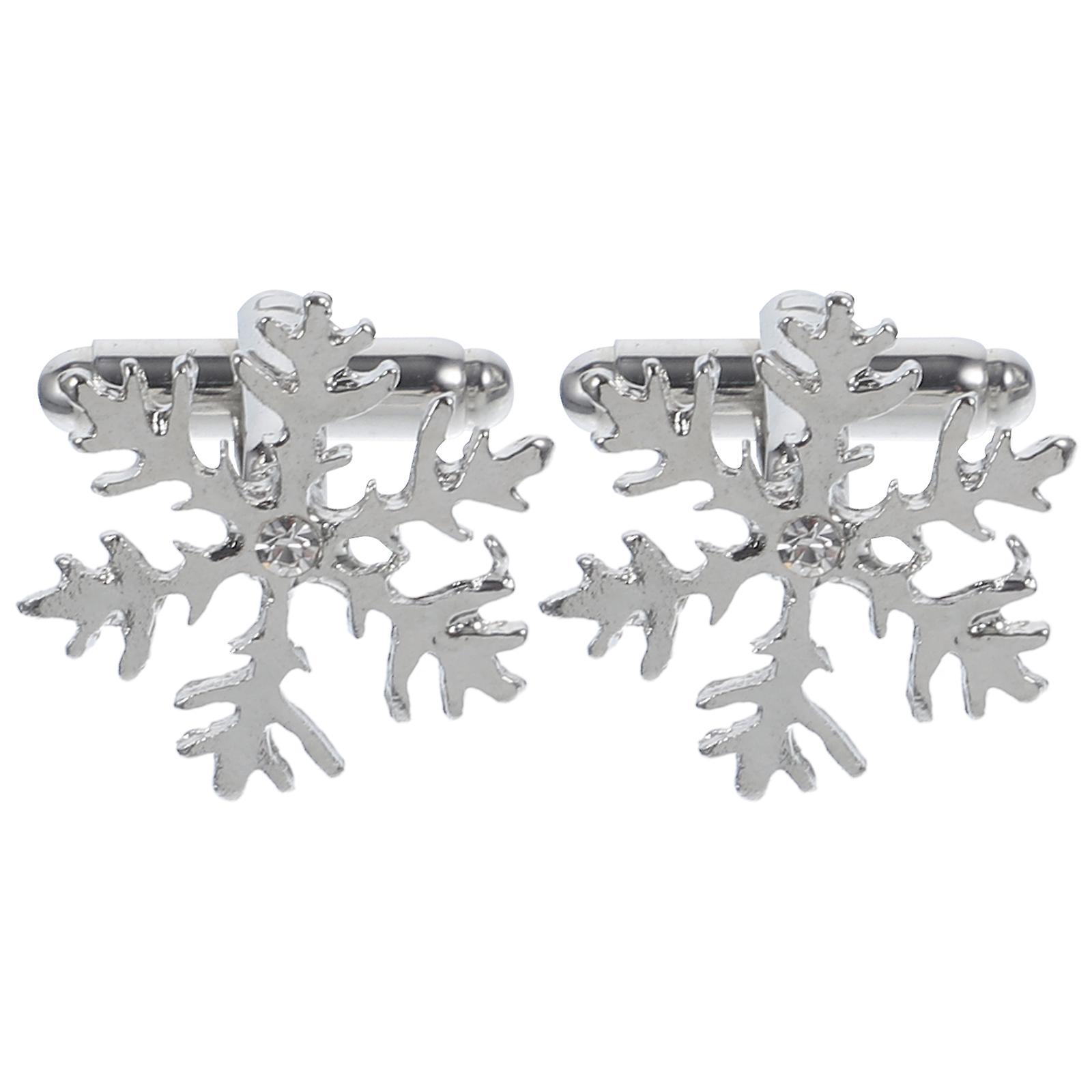 Tinksky Christmas Birthday Favor Cufflinks Snowflake Design Cufflinks Cufflinks Shirt Silver