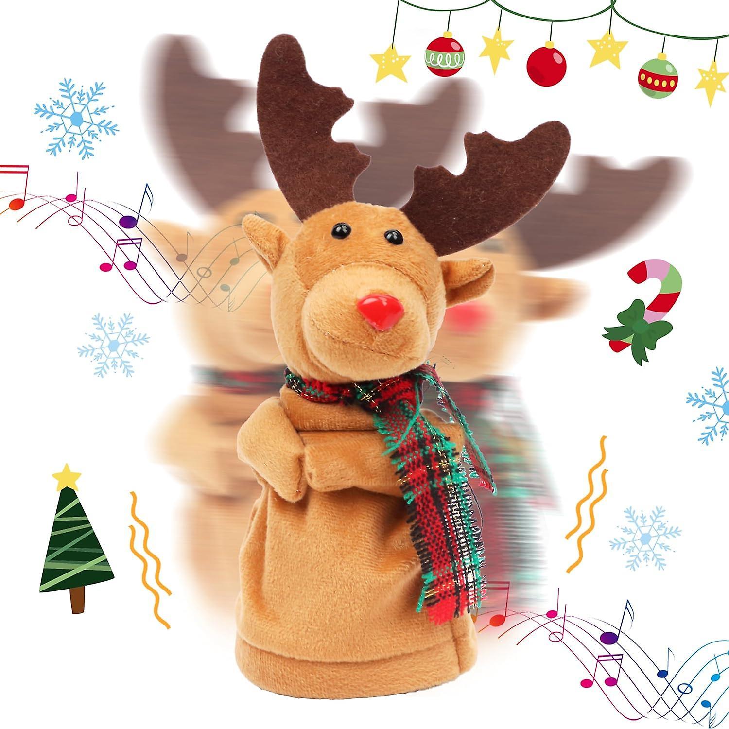 Heytea Musical Dancing Christmas Reindeer Plush Toy Singing Jingle Bells Swinging Electric Elk Interactive Xmas Birthday Gift for Toddlers Kids