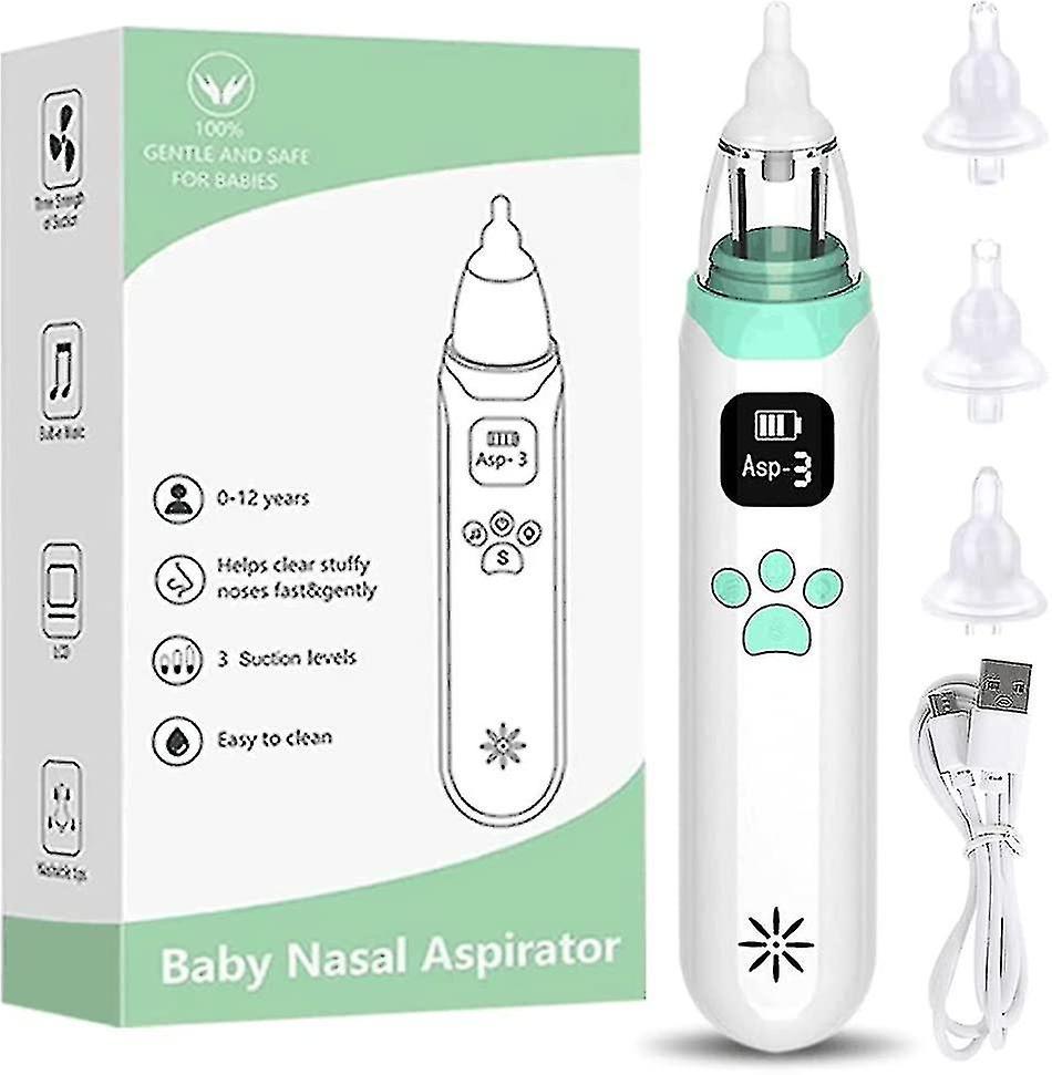 Otwoo Baby Nasal Aspirator - Electric Nasal Aspirator, Baby Vacuum Cleaner, Usb Rechargeable Nasal Cleaner With 3 Suction Levels, 3 Silicone Tips, Mus