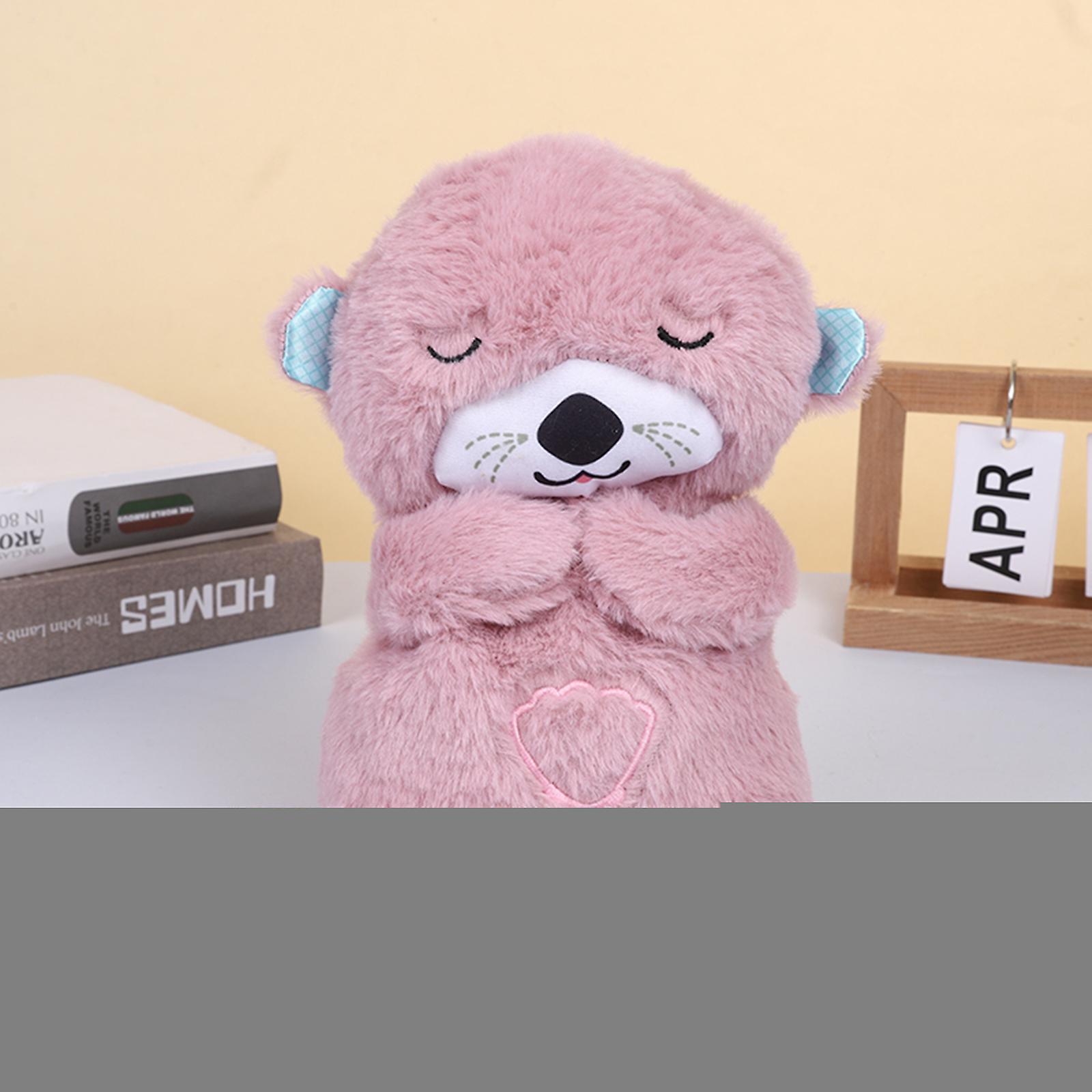 Unbrand Breathing Otter Plush Toy With Sound Newborn Baby Sleeping Companion Doll Gifts Pink