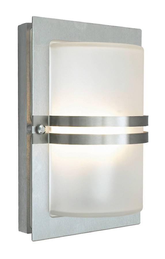 1 Light Outdoor Frosted Flush Wall Light Stainless Steel IP54 E27