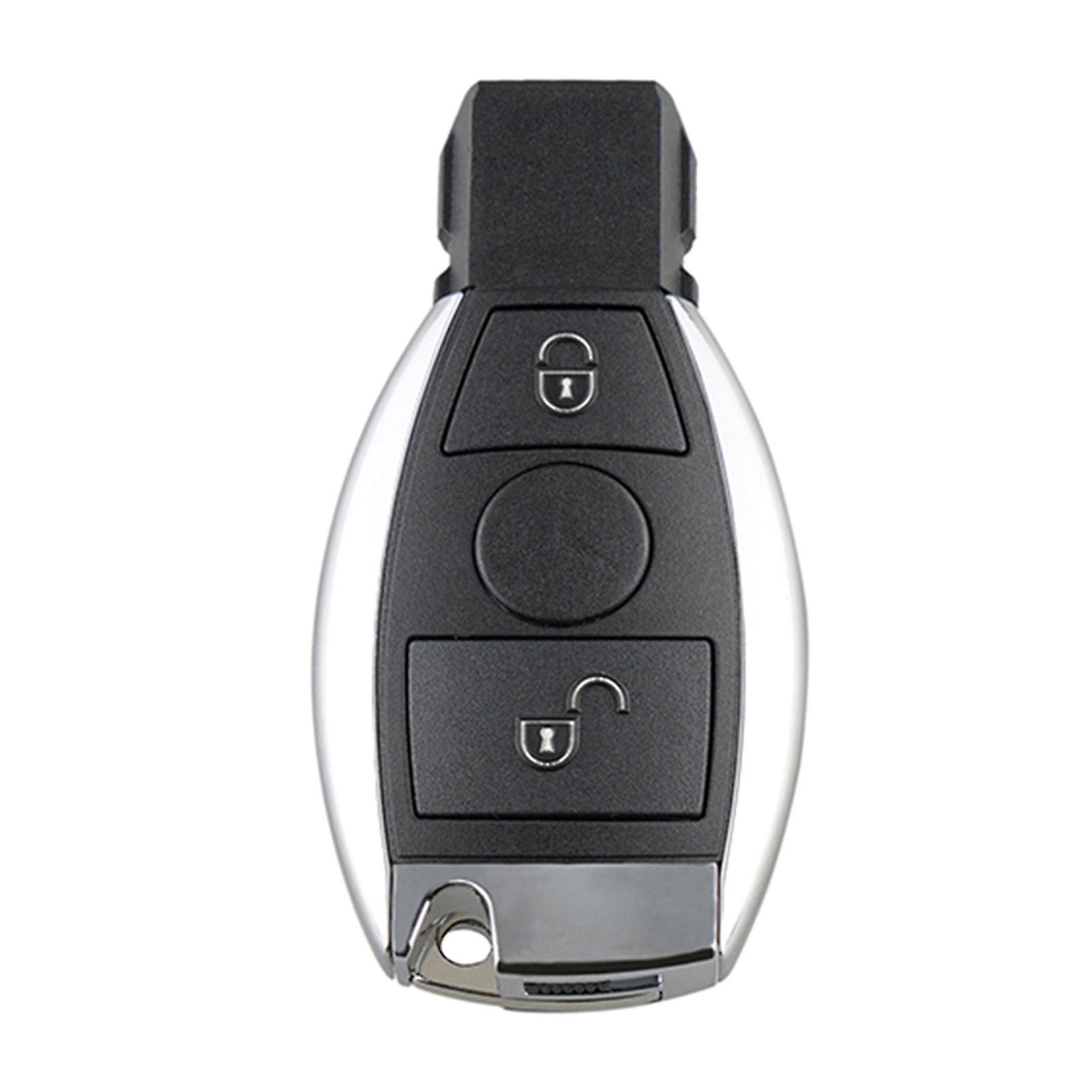 Bba Smart Key Fob 2 Button Remote Silver Edge Key Case With Blade For Mercedes-benz