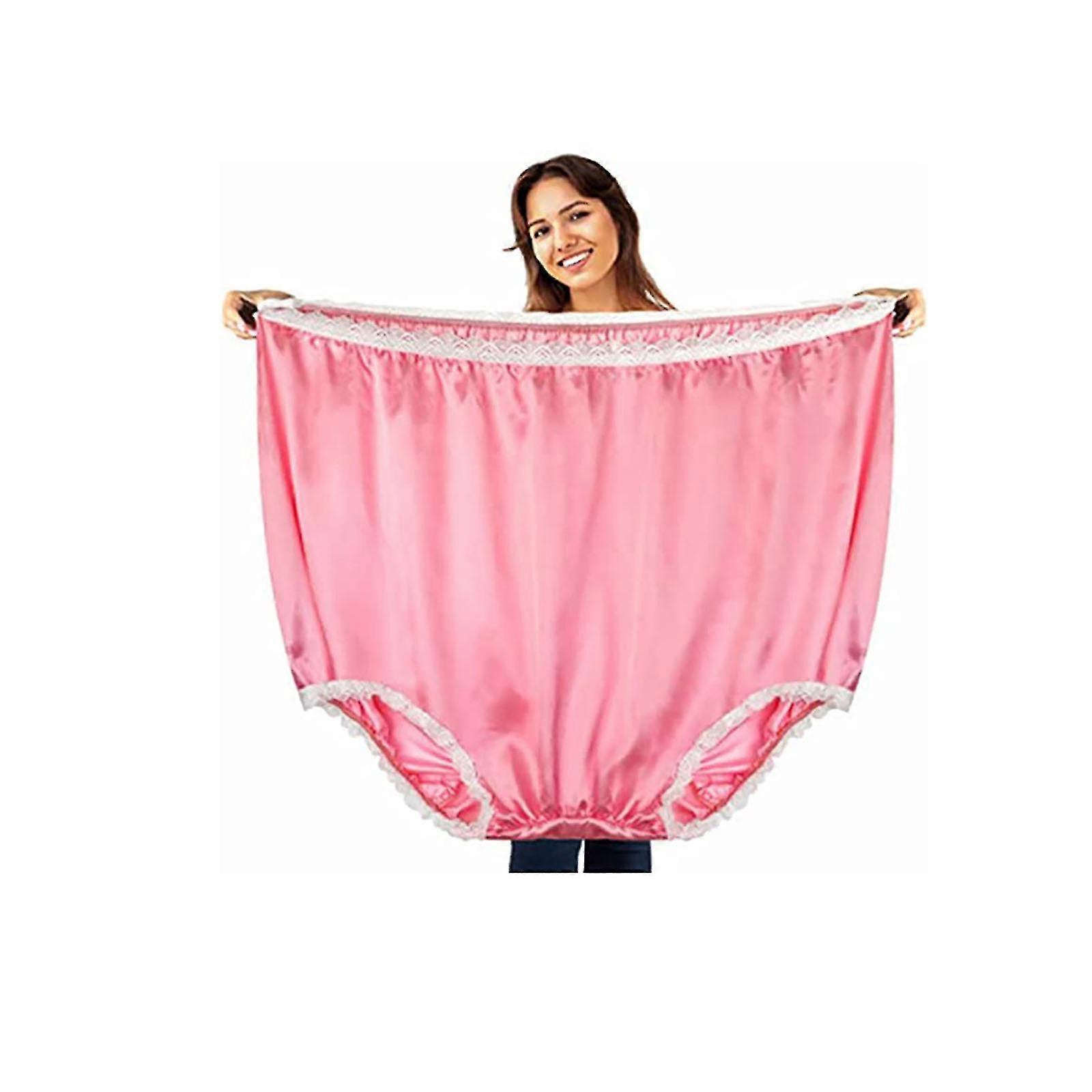 Aoui Funny Big Underwear Mama Undies Plus Size Granny Panties White Elephant Joke Gift For Women Men light pink