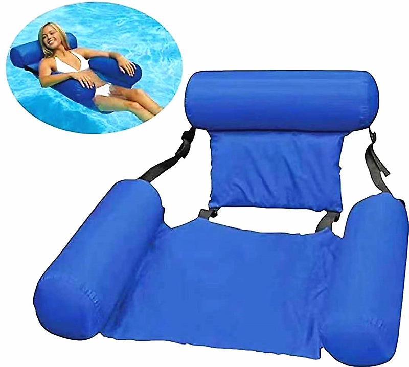 El Contente Chair Pool Seats Swimming Floating Water Bed Lounge Chairs Pool Float Inflatable Water Hammock Blue