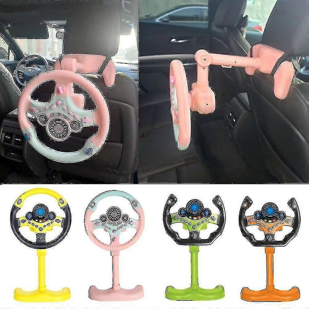 Seenlin Electric Simulation Steering Wheel Toy With Sound And Light Educational Car Toy Child Car Simulation Toy Pink