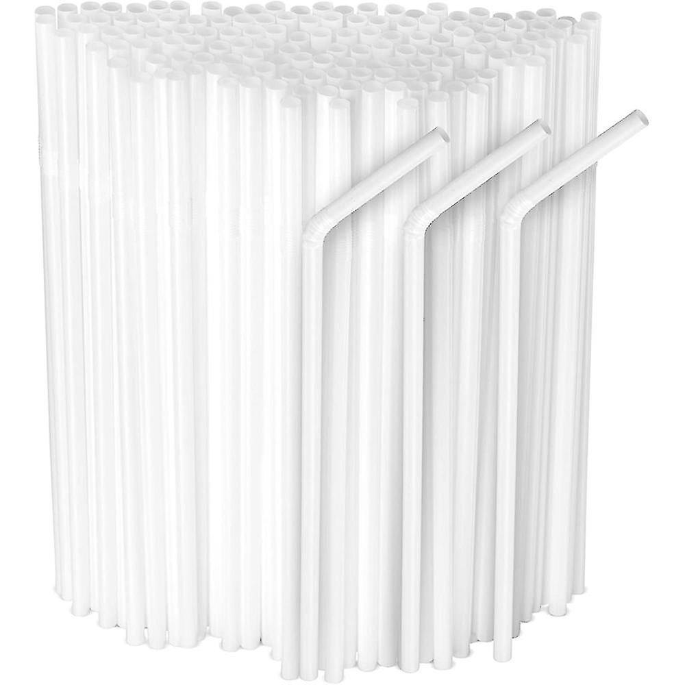 Bosheng 200 Pcs Flexible Plastic Drinking Straws, Extra Long Colorful Disposable Bendy Party Fancy Straws