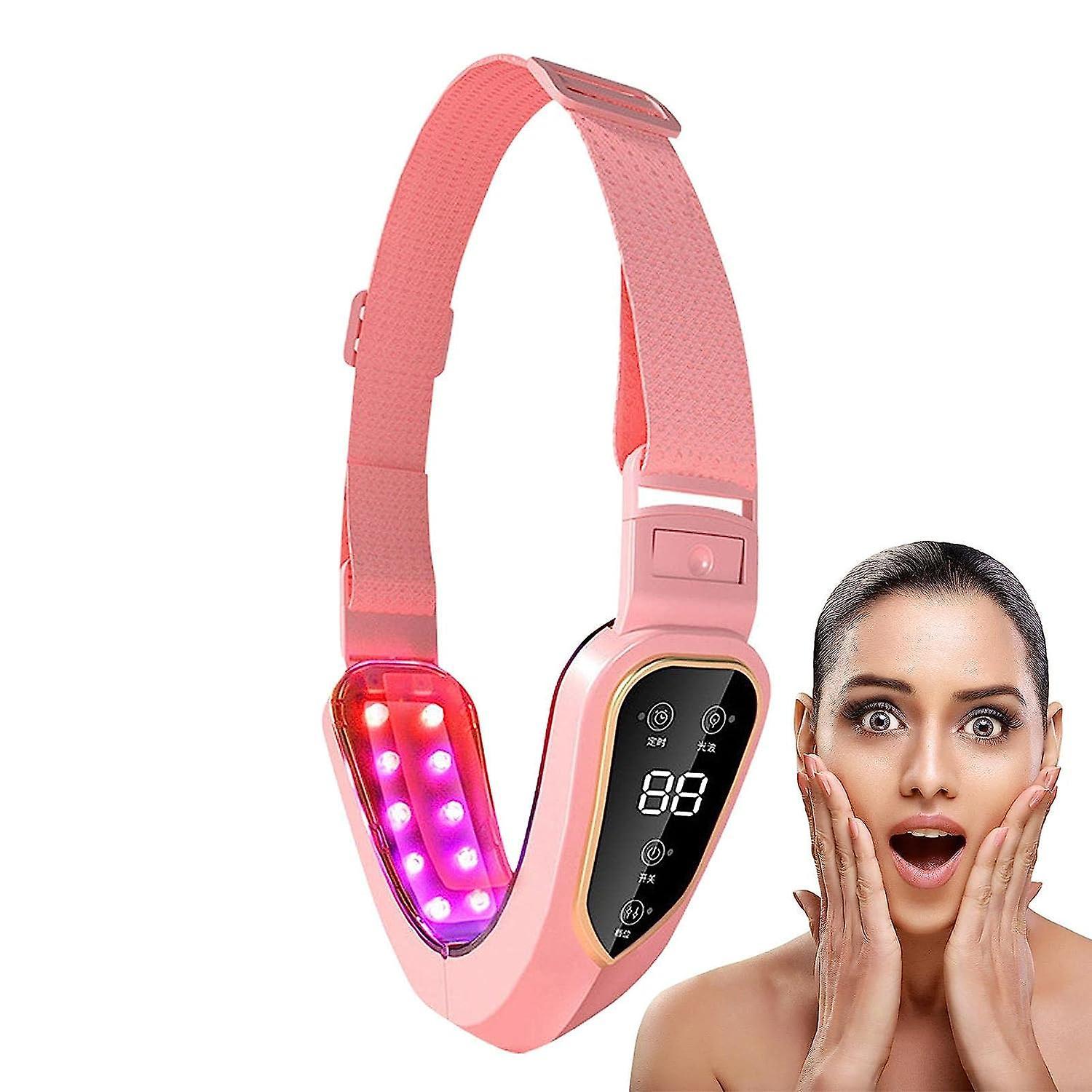 Fongwan Electric V Face Beauty Meter, V-face Shaping Massager, Double Chin Reducer Face Lifting Massager pink