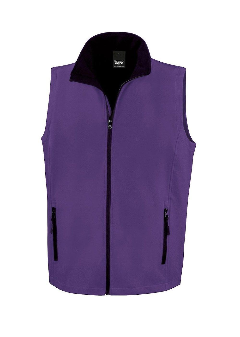 Men's Result Core Printable Softshell Bodywarmer R232M Purple / Black 3xl