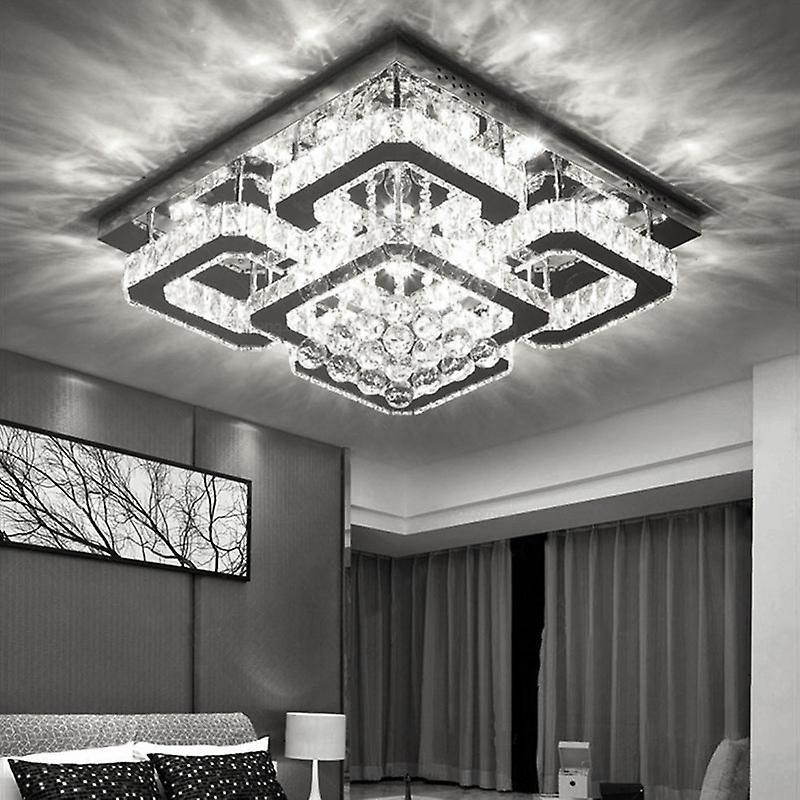 Living And Home 50CM Modern Fancy Crystal LED Flush Mount Ceiling Light Fixture Cool White