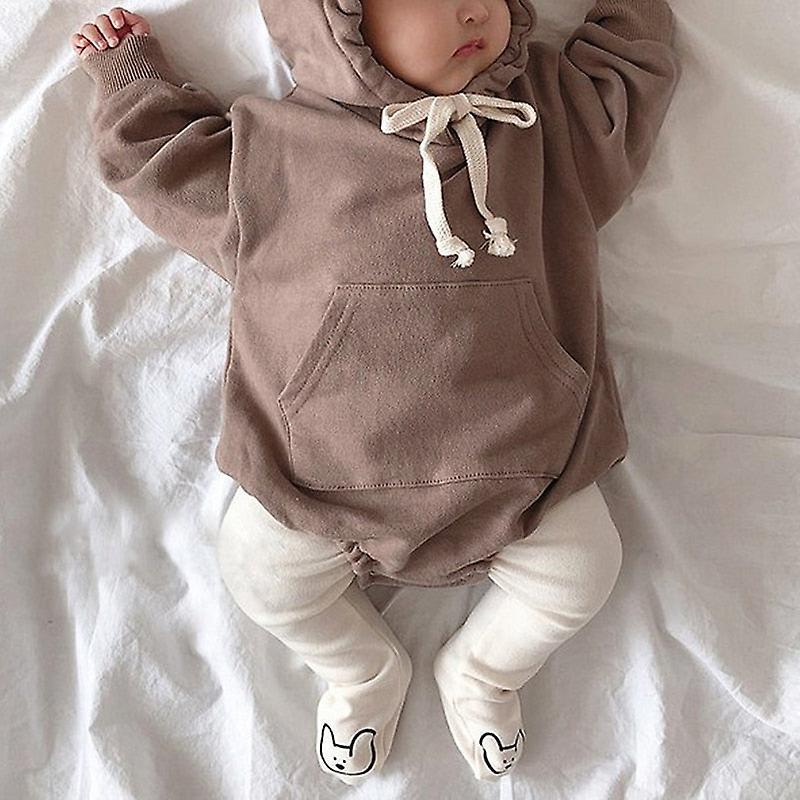 Slowmoose Little Bear Ears Velvet Hoody Bodysuit Brown 24M