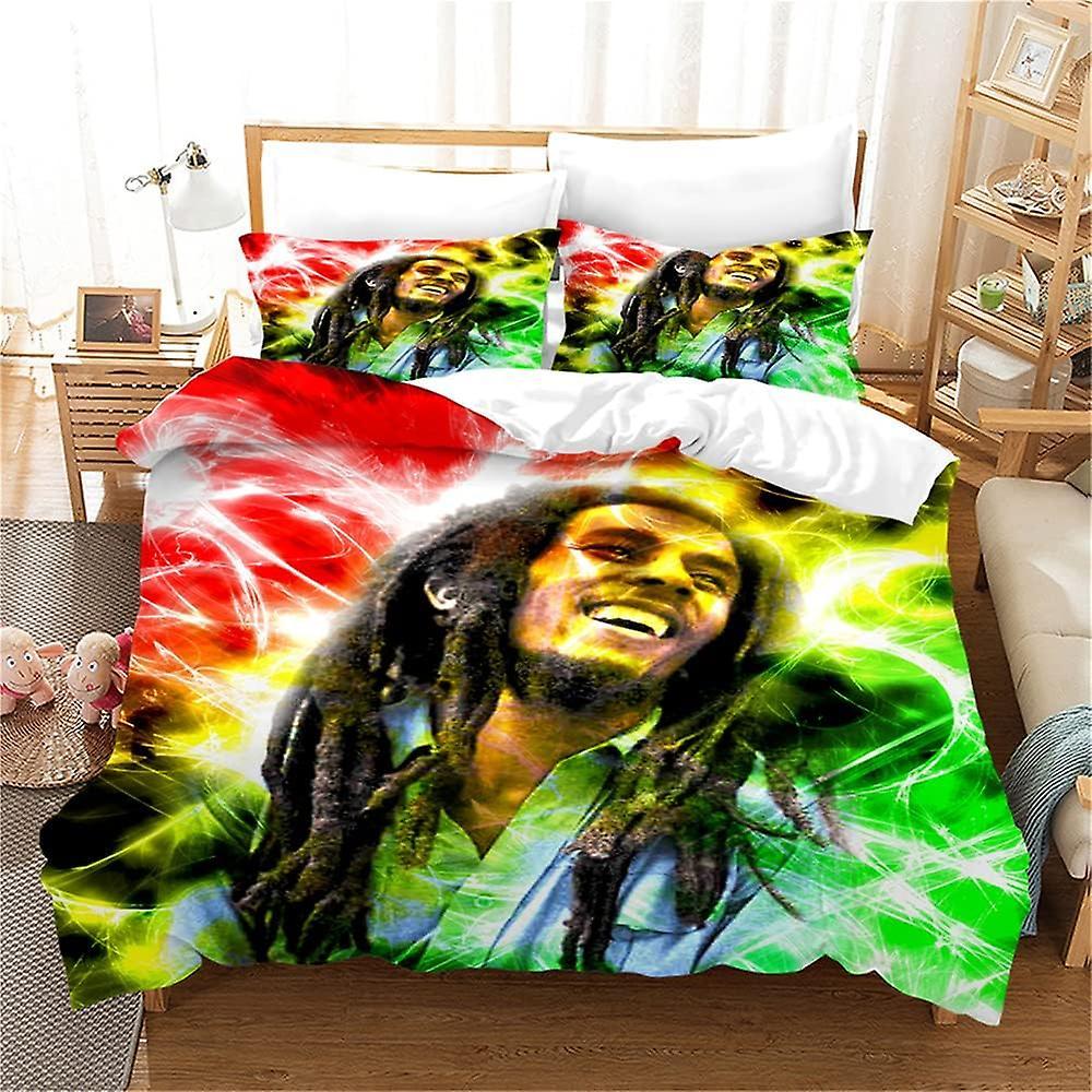 Kerota Bob Marley Bedding Set for Teenagers and Adults with 2 Pillowcases and Duvet Cover with Zipper. ,Bob Marley 07) Double200x200cm