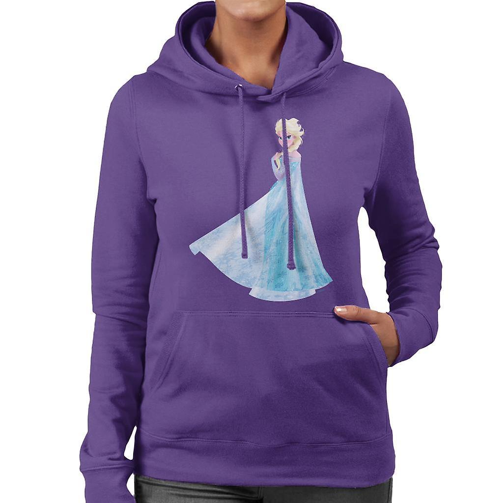 Disney Frozen Elsa Looking From Behind Women's Hooded Sweatshirt Purple Small