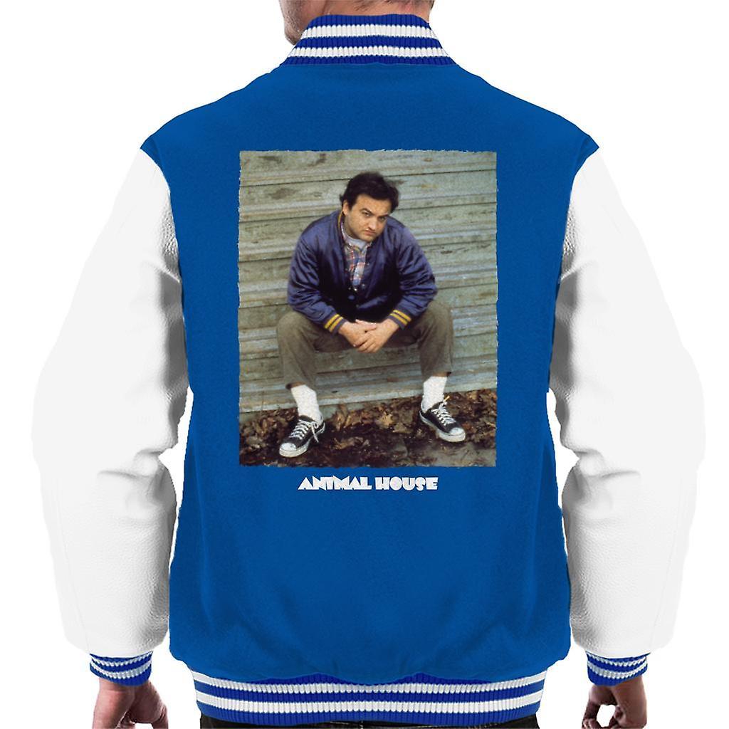 Animal House John Bluto Blutarsky Sitting Men's Varsity Jacket Royal/White X-Large